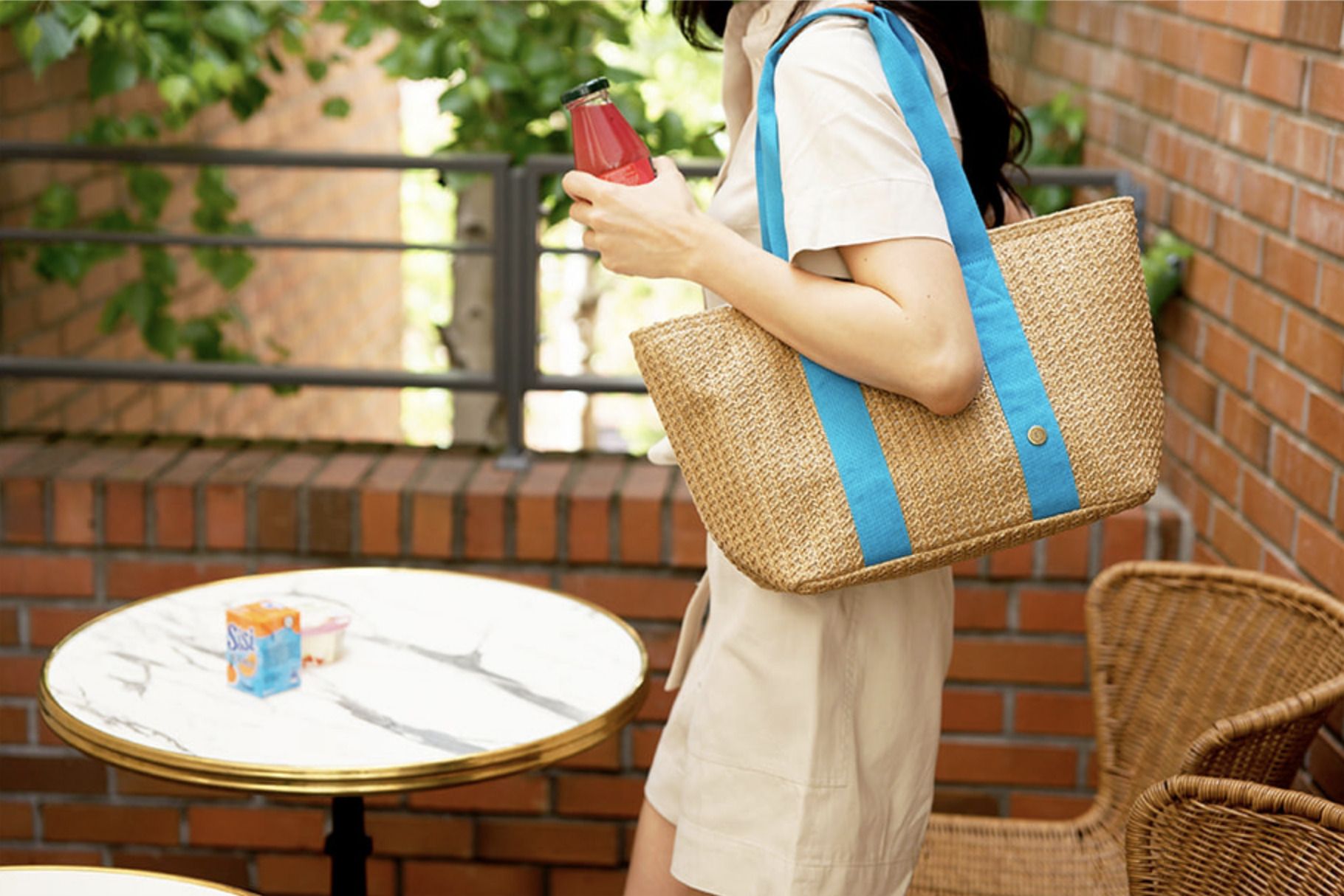 Large Rattan Cooler Bag