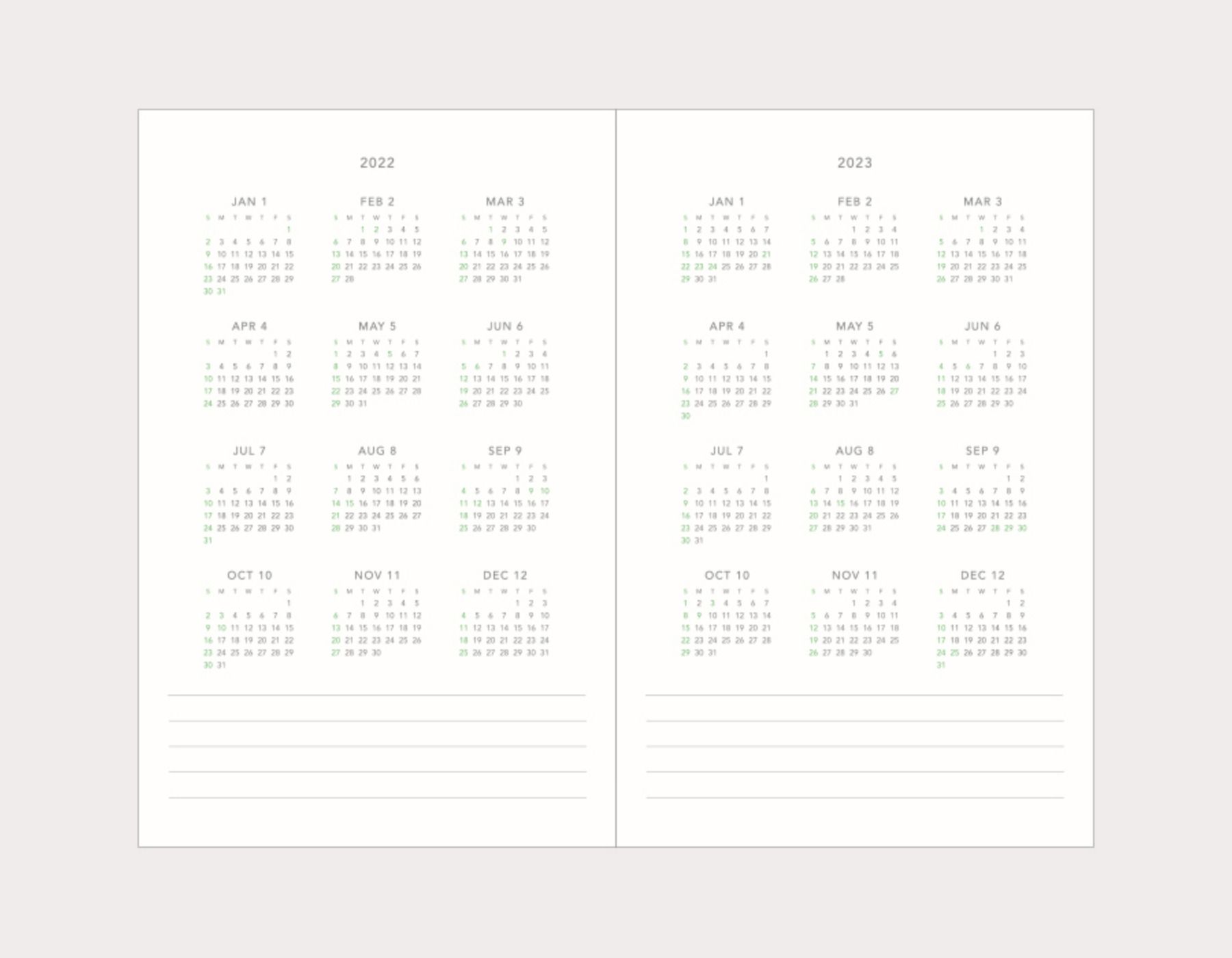 2022 Small Around the Day Weekly Planner