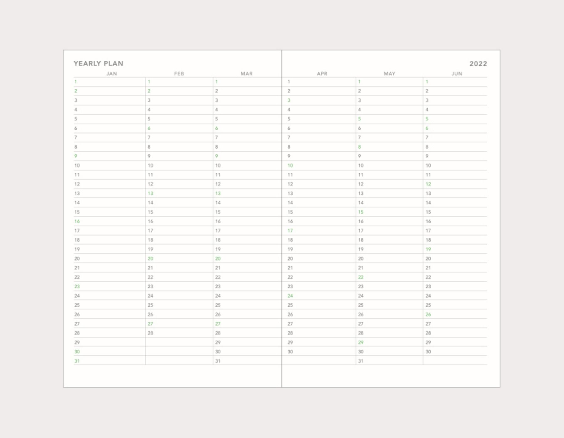 2022 Small Around the Day Weekly Planner