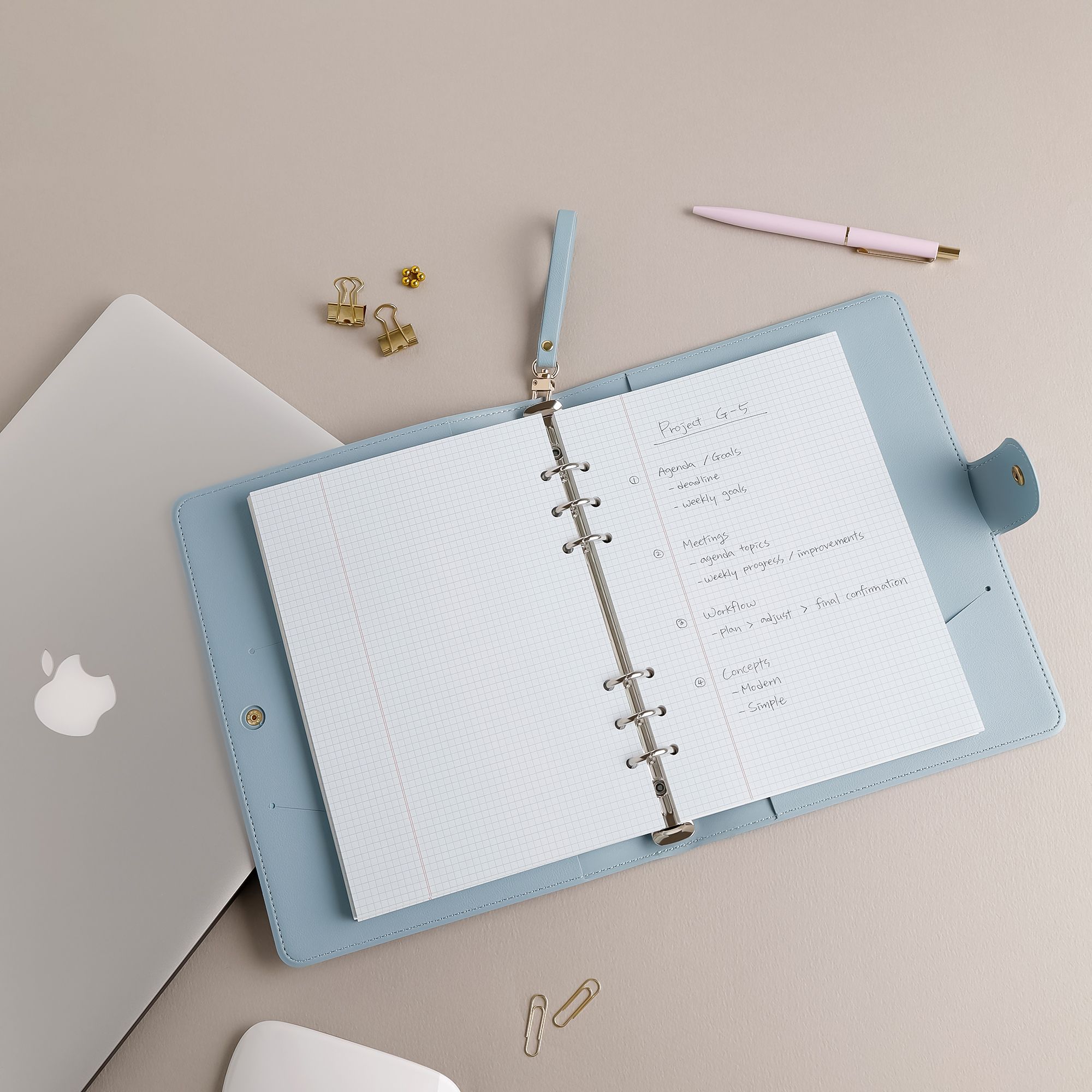 Classy 6 Ring A5 Button Binder