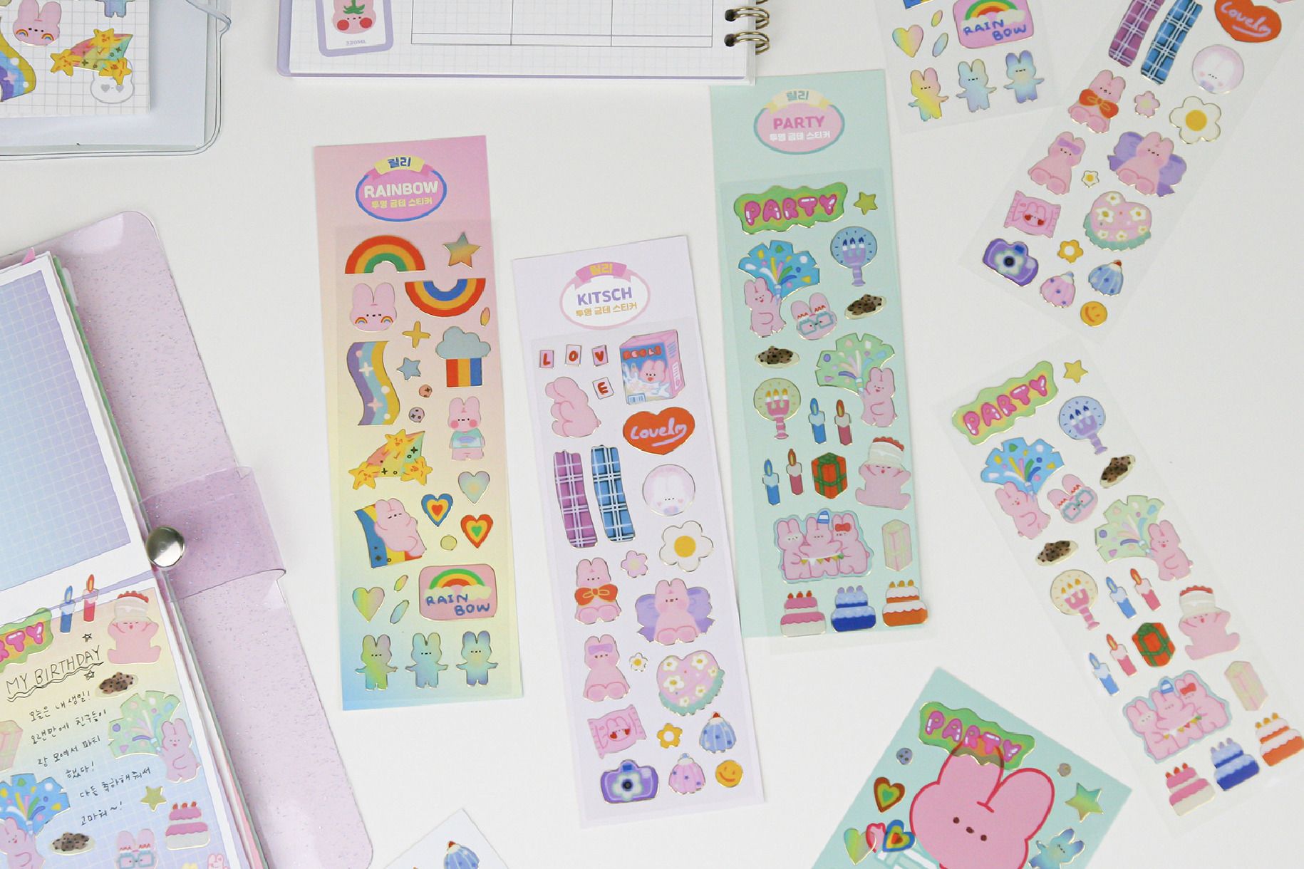 MochiThings: Bunny Gold Line Deco Sticker
