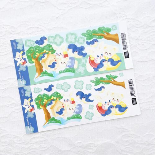 Lucky Blue Bird Slim Sticker