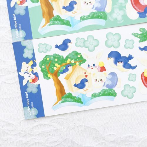 Lucky Blue Bird Slim Sticker - Image 2