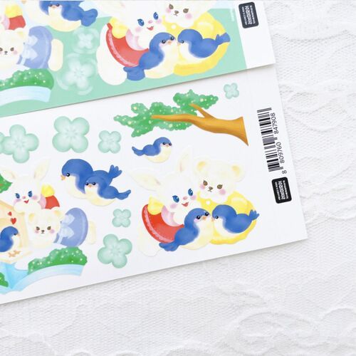 Lucky Blue Bird Slim Sticker - Image 3