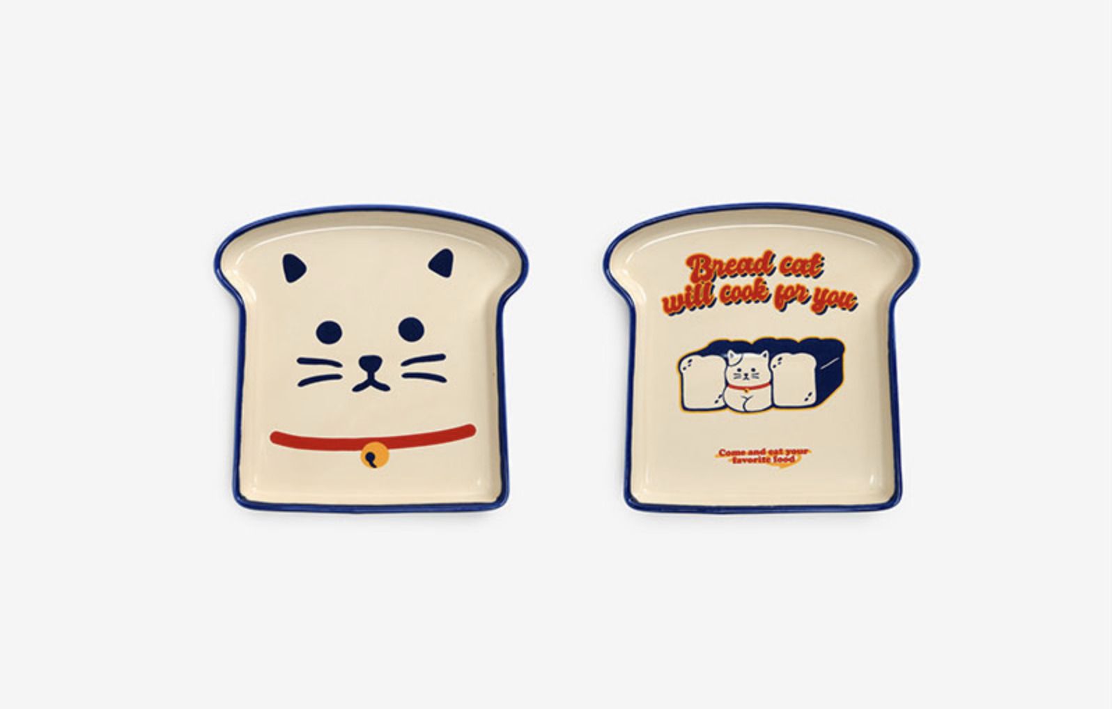 MochiThings 2pcs Bread Cat Plate Set
