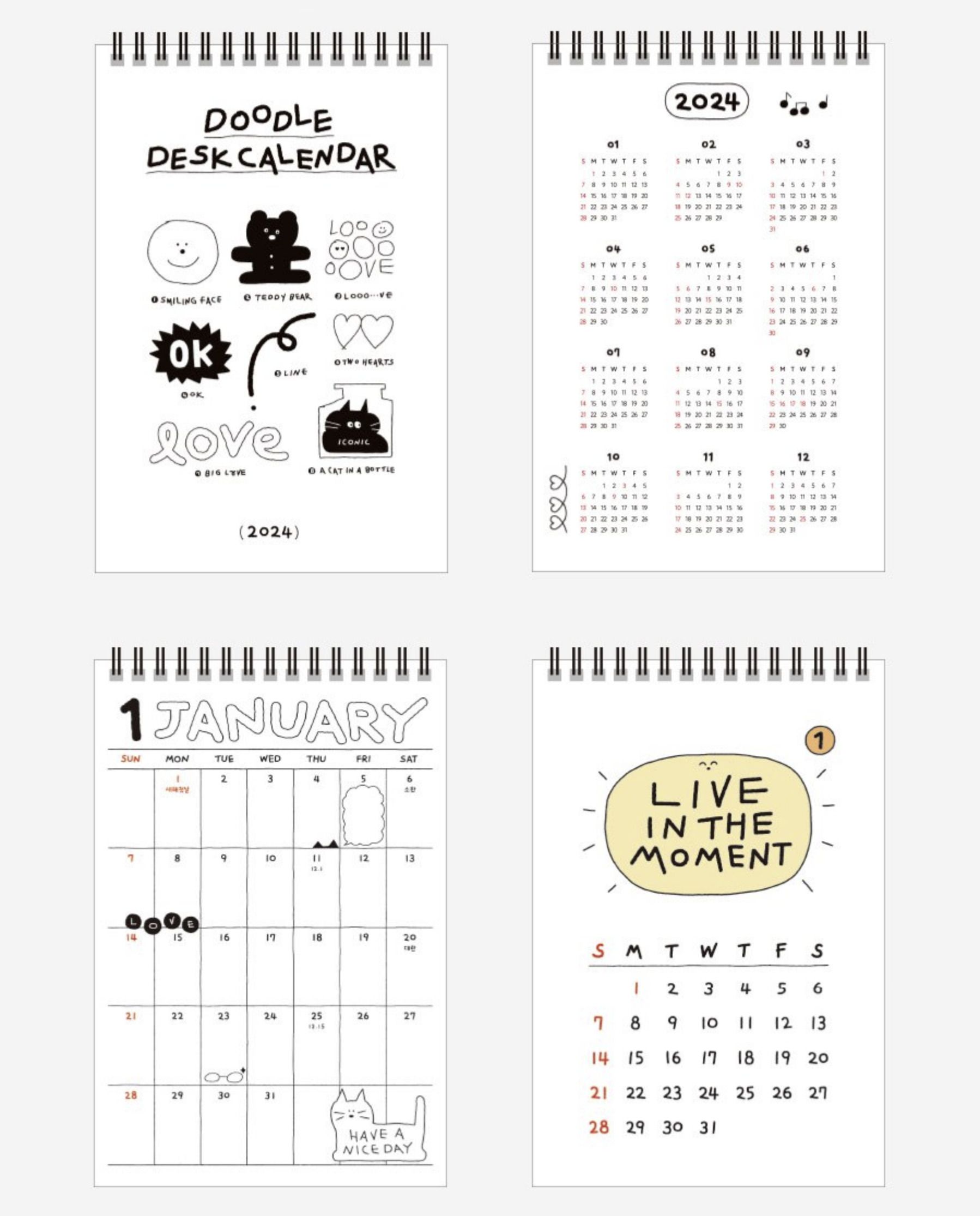 MochiThings: 2024 Doodle Desk Calendar