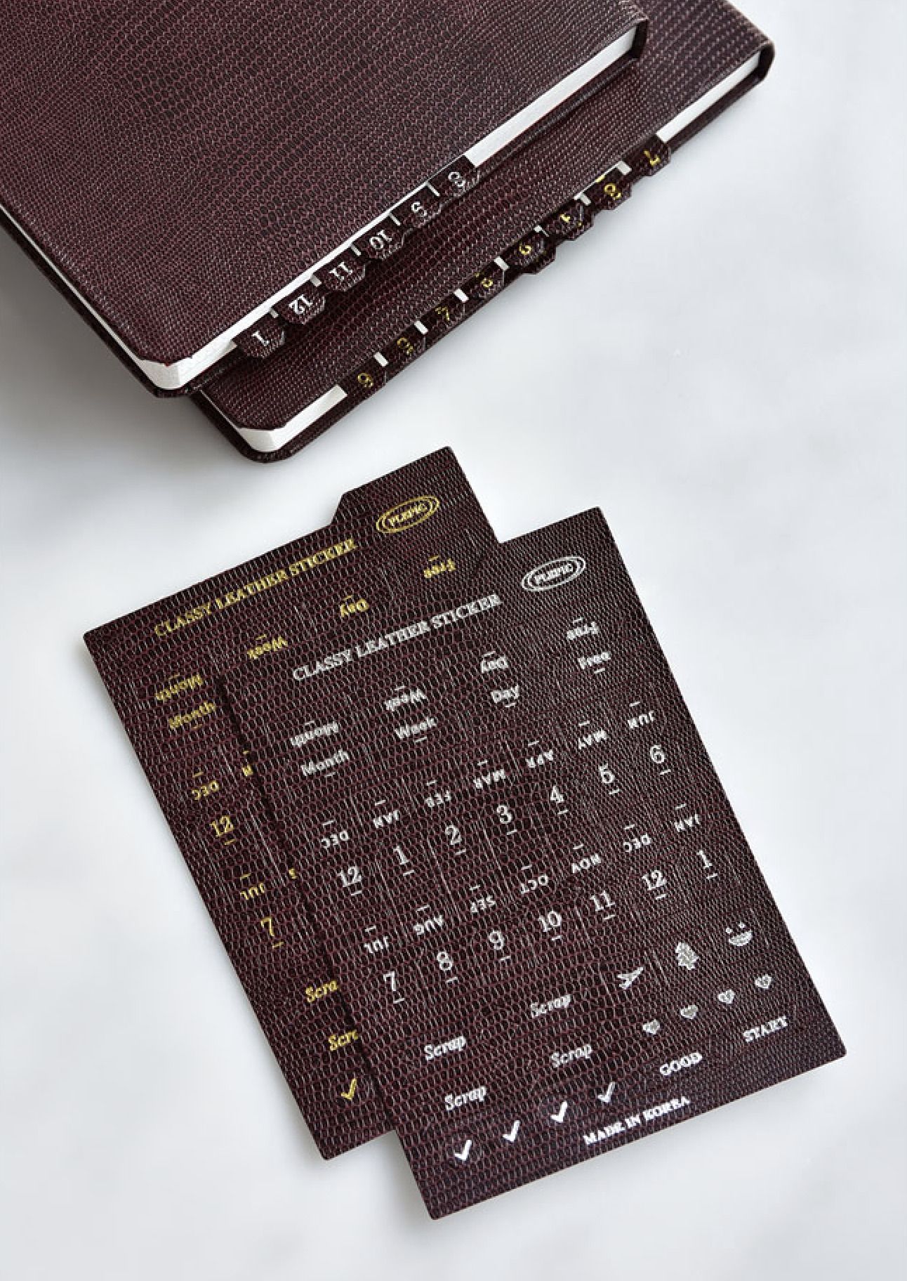 MochiThings: Classy Textured Leather Index Sticker