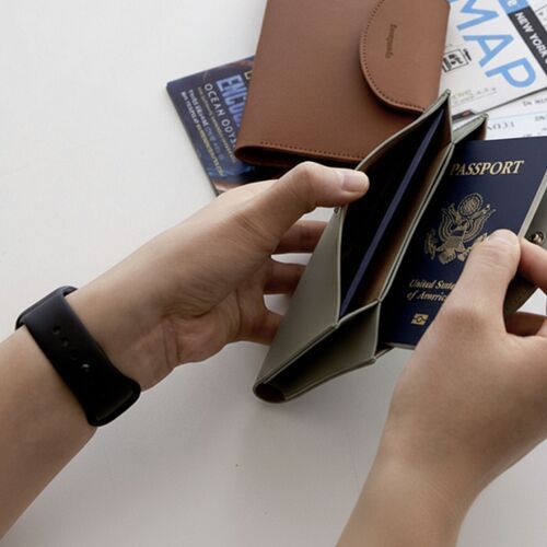 Button Vegan Leather Passport Wallet