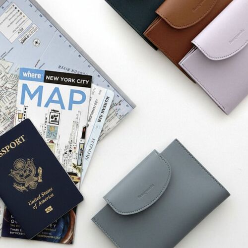 Button Vegan Leather Passport Wallet