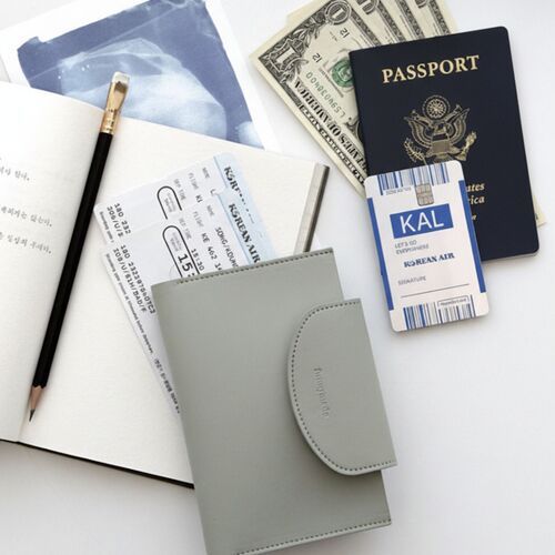 Button Vegan Leather Passport Wallet