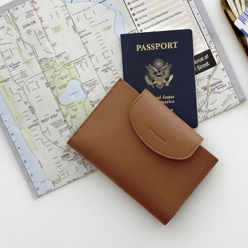 Button Vegan Leather Passport Wallet