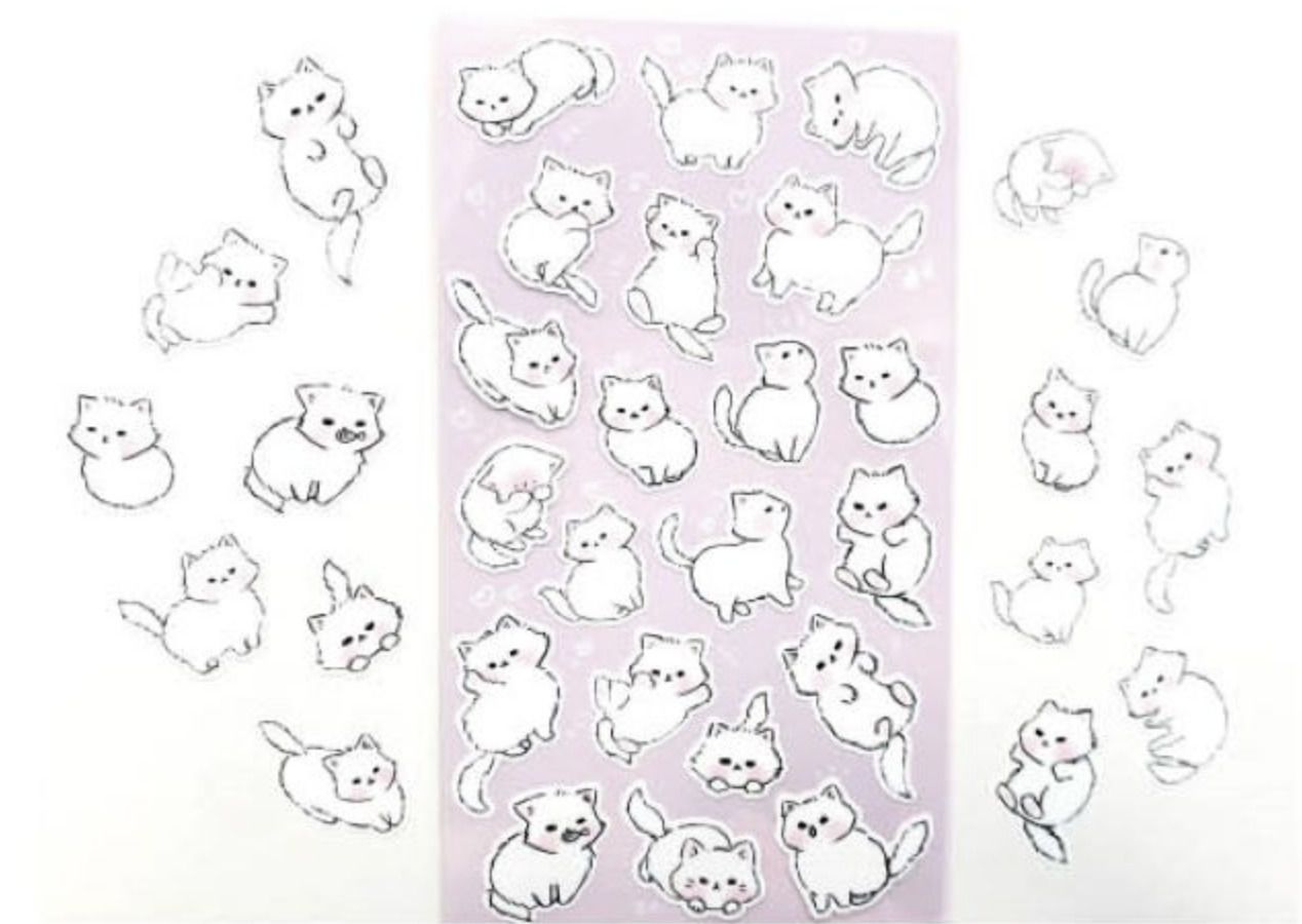MochiThings: Shy Cat & Rabbit Deco Sticker