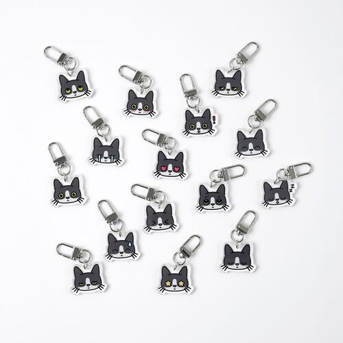 Tuxedo Cat Emoji Acrylic Key Ring