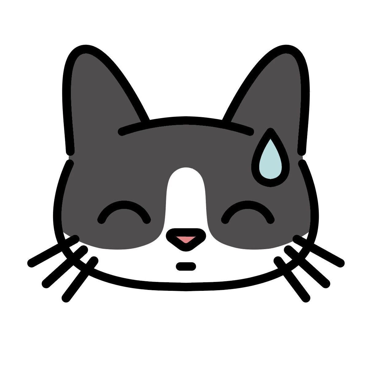 Tuxedo Cat Emoji Acrylic Key Ring, 06 Awkward