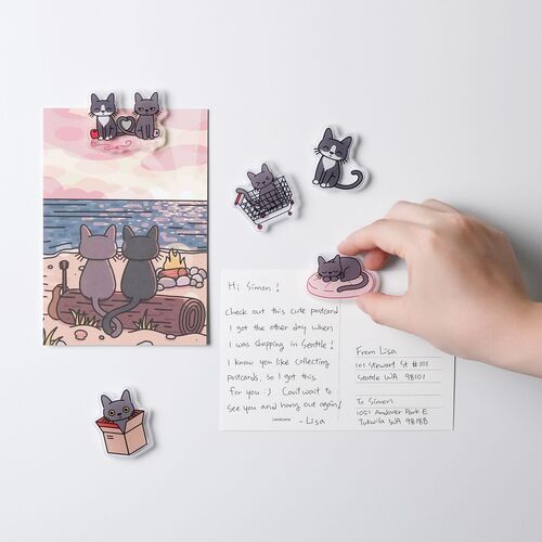 Lana & Tuxedo Cat Postcard