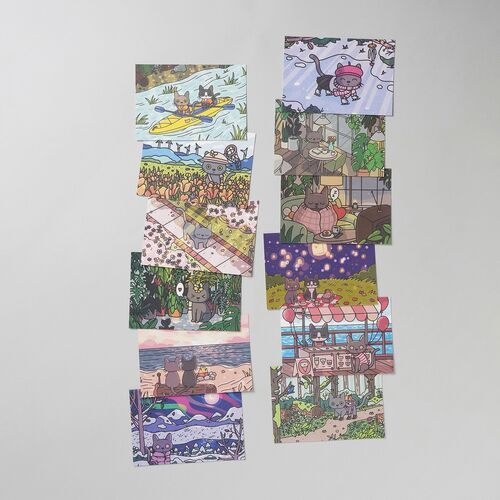 12pcs Lana & Tuxedo Cat Postcard Set v2