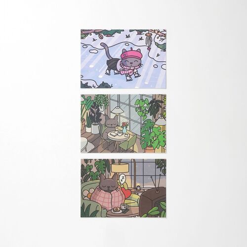 12pcs Lana & Tuxedo Cat Postcard Set v2