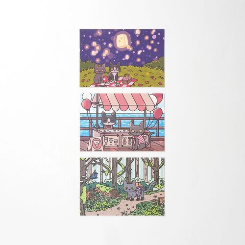 12pcs Lana & Tuxedo Cat Postcard Set v2
