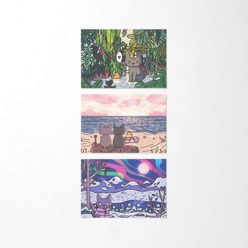 12pcs Lana & Tuxedo Cat Postcard Set v2