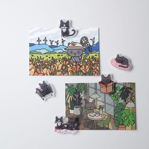 12pcs Lana & Tuxedo Cat Postcard Set v2