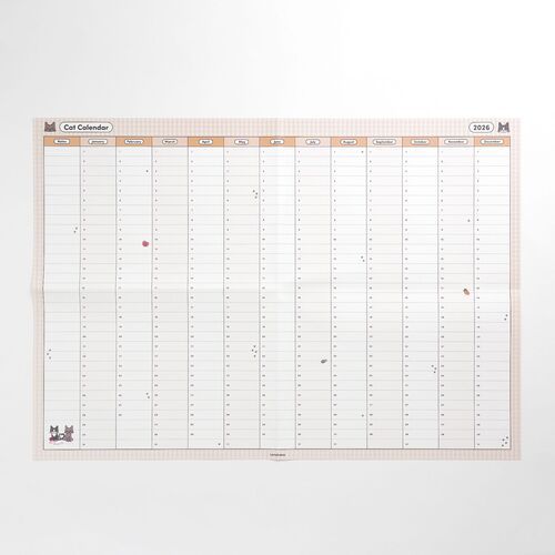 2026 Cat Yearly Calendar Poster