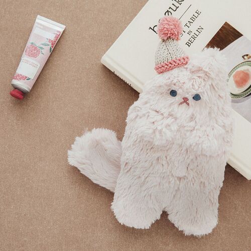 Piyo Cat Fur Zipper Clutch