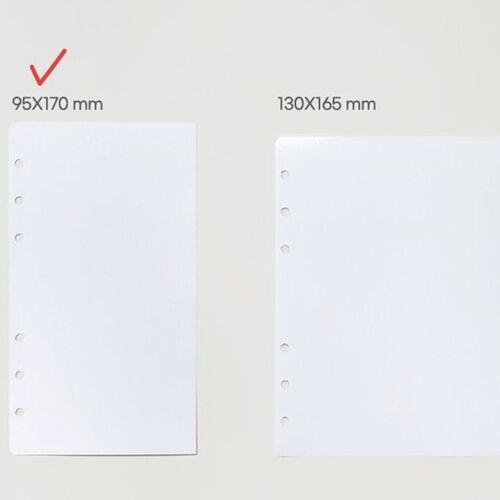 Two white, double-sided sticker pages with rounded corners, featuring different sizes and surface textures, laid flat for easy comparison.