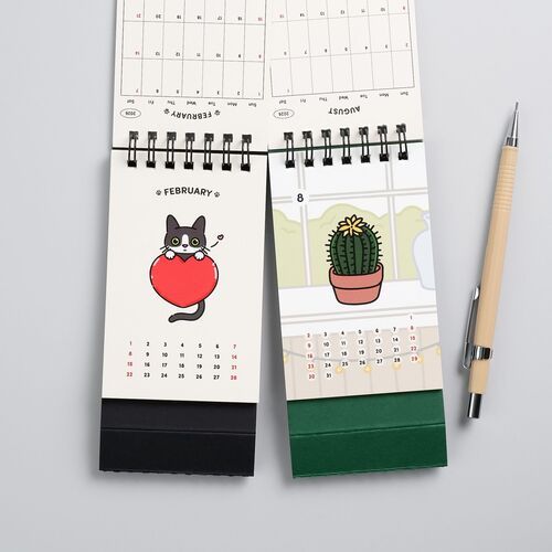 2026 Lana & Tuxedo Cat Mini Desk Calendar