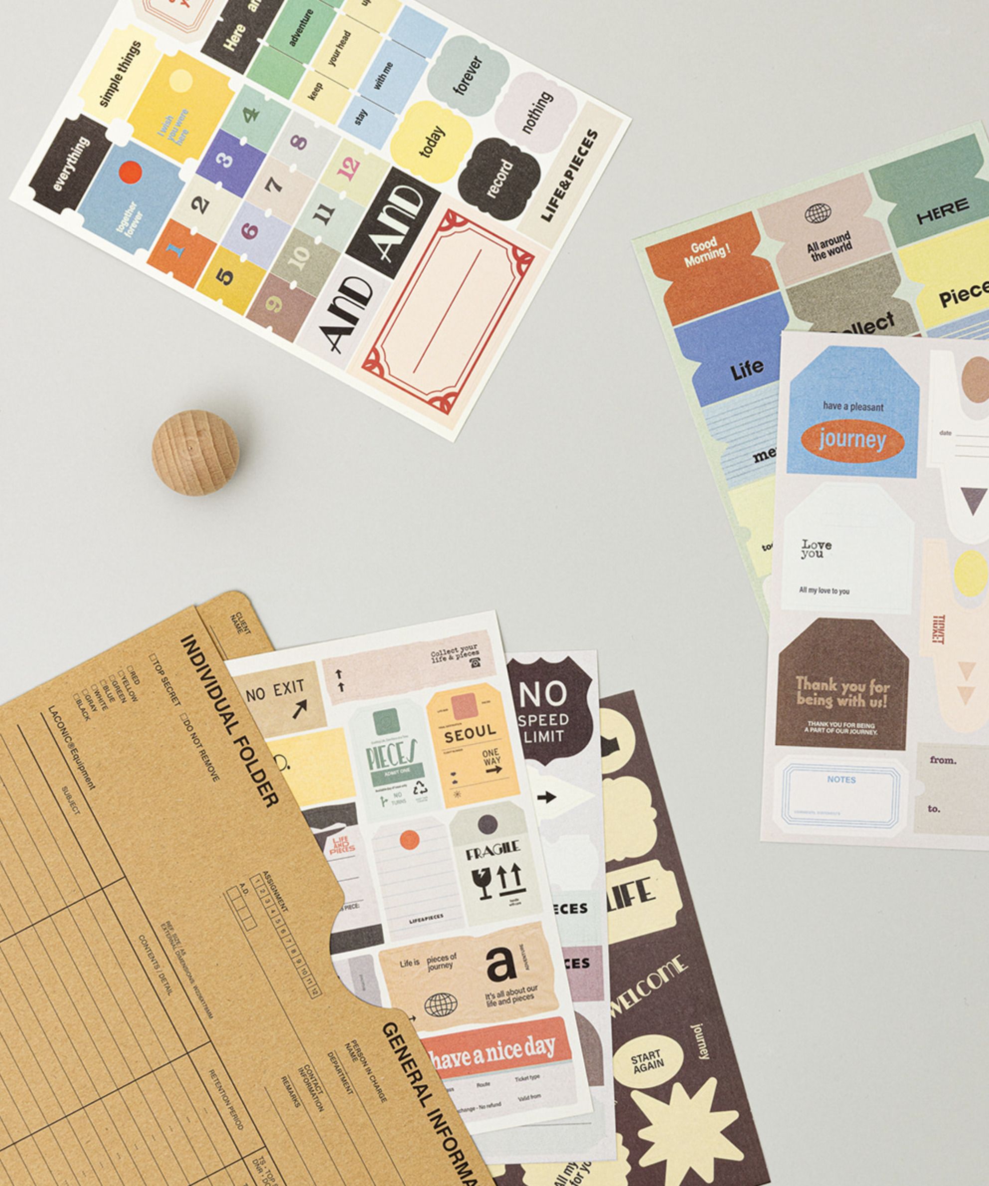 MochiThings: 6pcs Life & Pieces Vintage Label Sticker Set