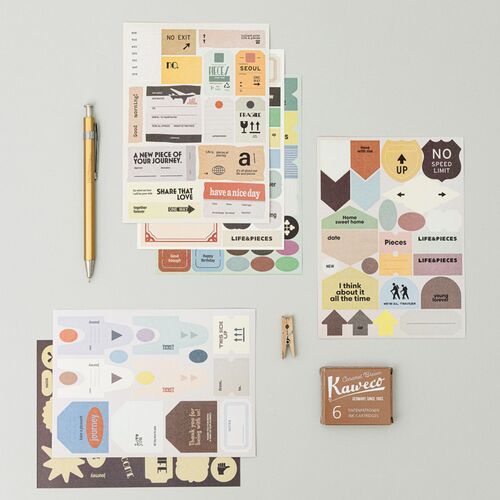 6pcs Life & Pieces Vintage Label Sticker Set
