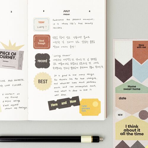 6pcs Life & Pieces Vintage Label Sticker Set - Image 3