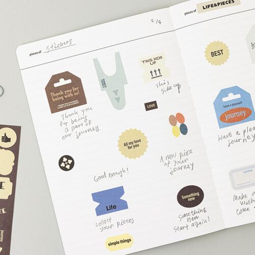 6pcs Life & Pieces Vintage Label Sticker Set - Image 5