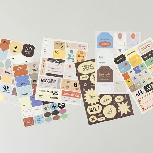 6pcs Life & Pieces Vintage Label Sticker Set - Image 8