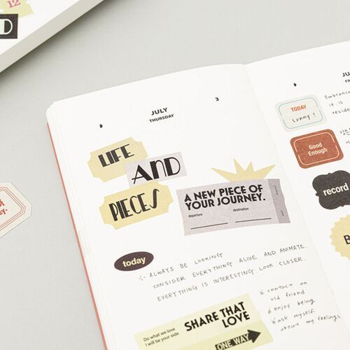 6pcs Life & Pieces Vintage Label Sticker Set - Image 9