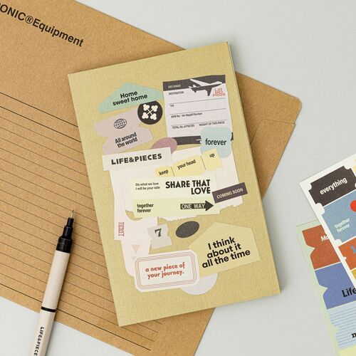 6pcs Life & Pieces Vintage Label Sticker Set - Image 10