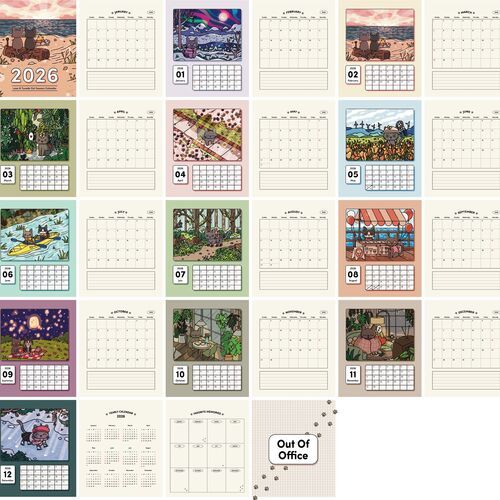 2026 Lana & Tuxedo Cat Large Spiral Calendar
