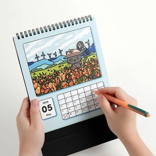 2026 Lana & Tuxedo Cat Large Spiral Calendar