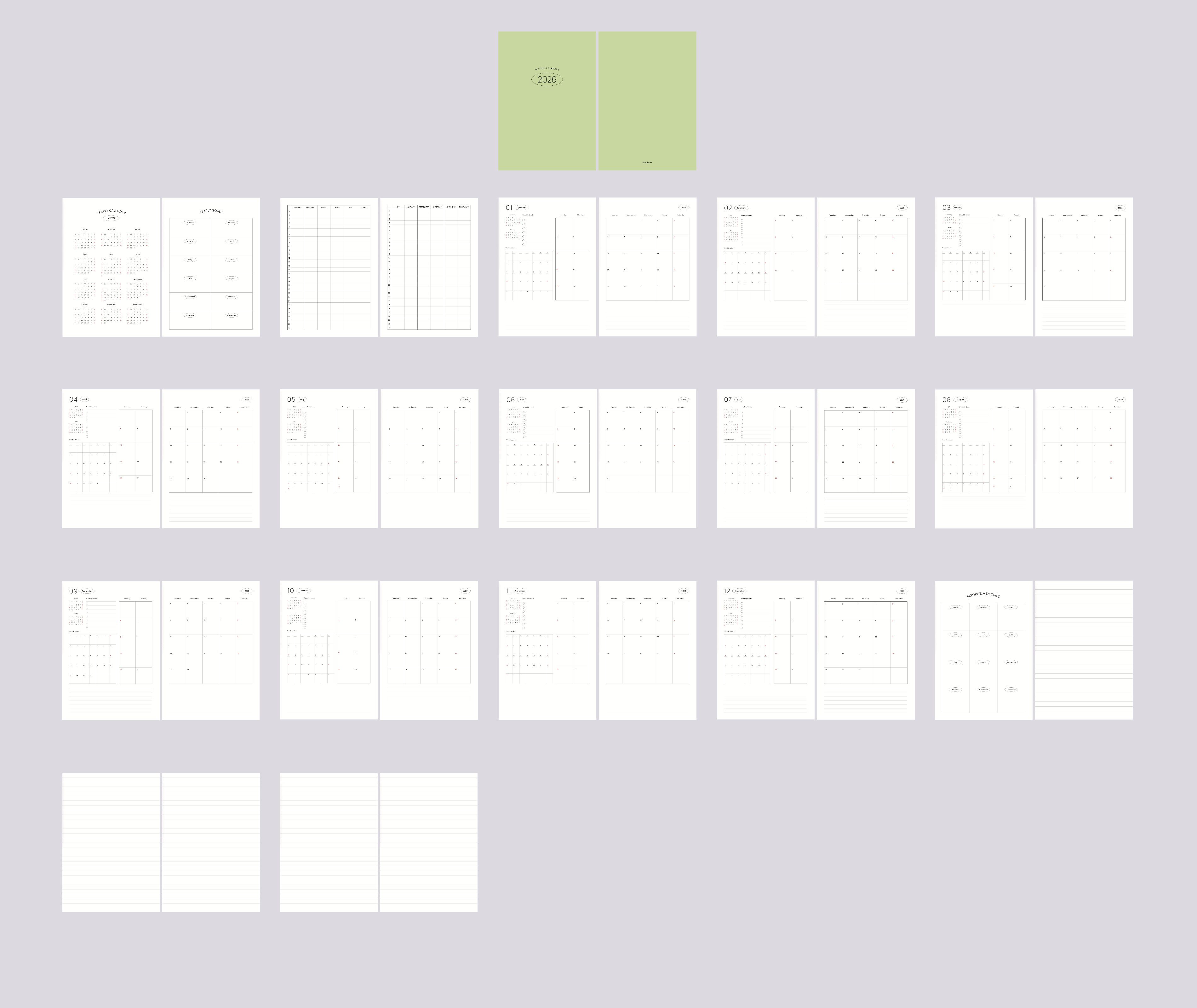 Monthly Basic MochiThings: 2026 Basic Monthly Planner