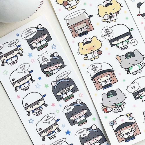 Kawaii Baseball Girls Sticker - Image 3