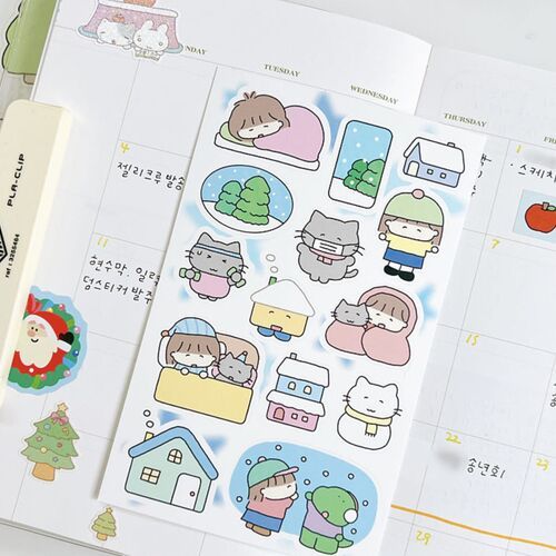 Cat and Hodu Winter Cozy Sticker - Image 4