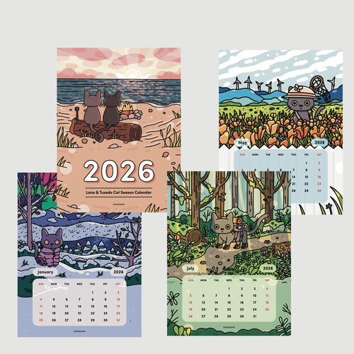 2026 Lana & Tuxedo Cat Wall Calendar - Image 7