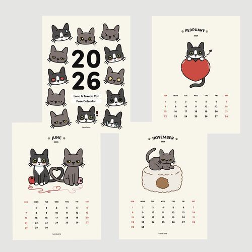2026 Lana & Tuxedo Cat Wall Calendar - Image 5
