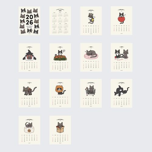 2026 Lana & Tuxedo Cat Wall Calendar - Image 6