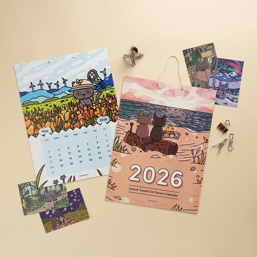 2026 Lana & Tuxedo Cat Wall Calendar - Image 2