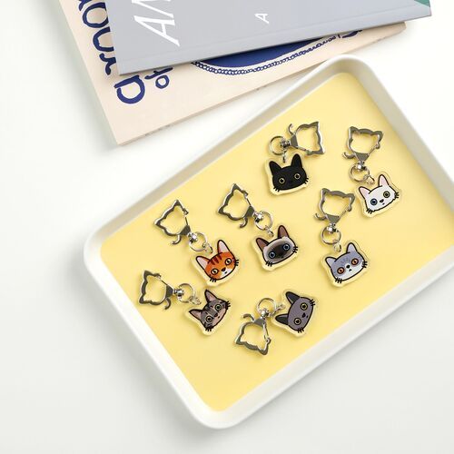 Cat Face Acrylic Key Ring - Image 9
