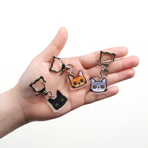 Cat Face Acrylic Key Ring