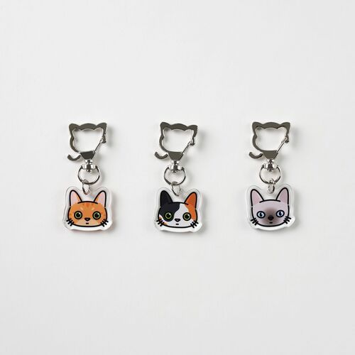Cat Face Acrylic Key Ring - Image 6
