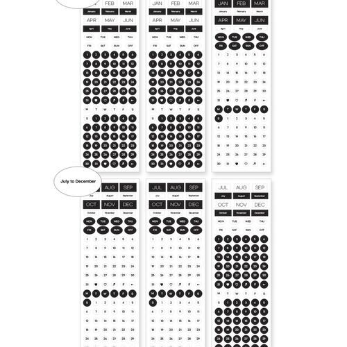 6pcs Calendar Month & Date Sticker Set - Image 5