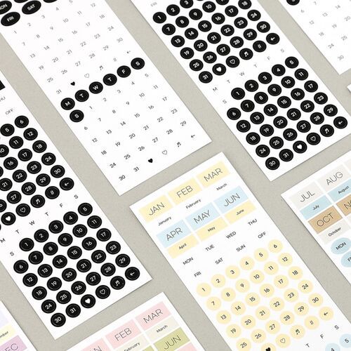 6pcs Calendar Month & Date Sticker Set - Image 18