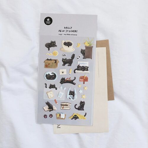 Playful Black Cat Deco Sticker - Image 4